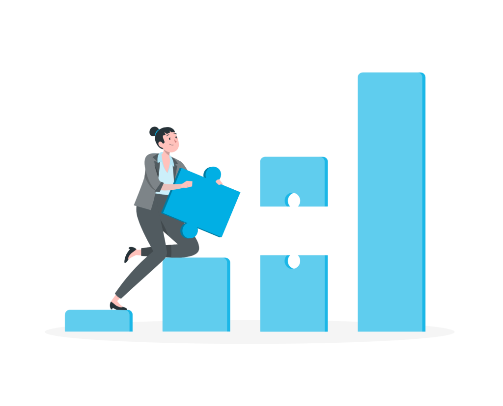 Quelqu'un qui monte des marches pour aller le morceau de casse-tête manquant