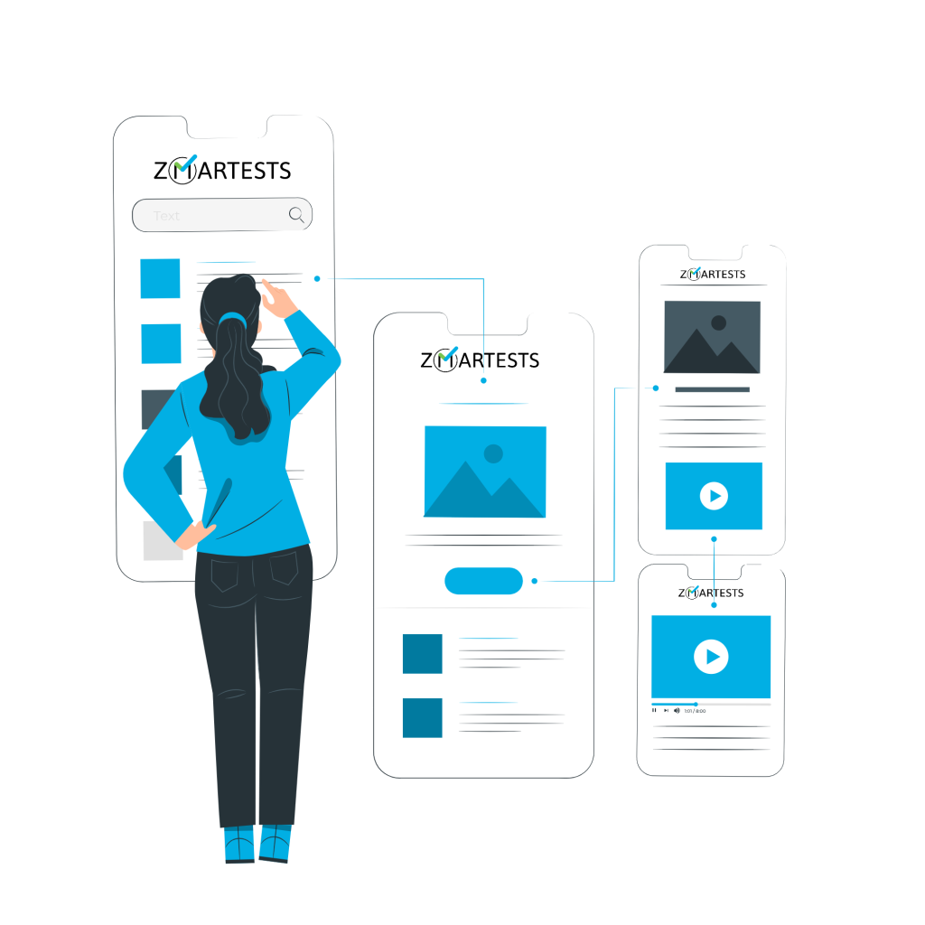 Une personne qui navigue dans la plateforme Zmartests sur mobile
